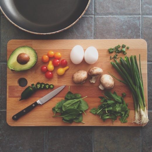 Meal preparation with fresh ingredients